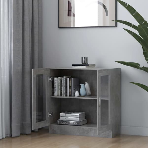 Kirjahyllyt - Living Vitriinikaappi betoninharmaa 82,5x30,5x80 cm tekninen puu