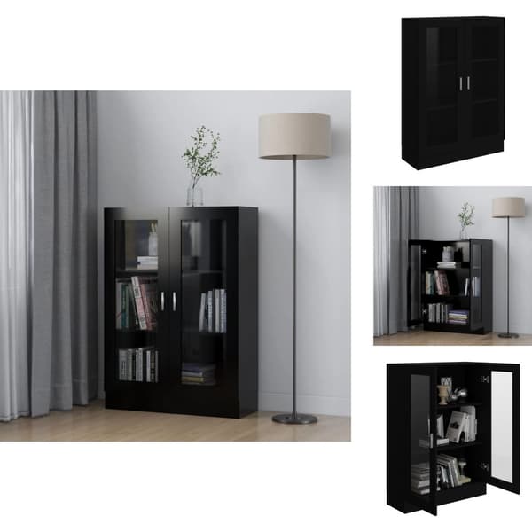 Kirjahyllyt - Living Vitriinikaappi musta 82,5x30,5x115 cm tekninen puu
