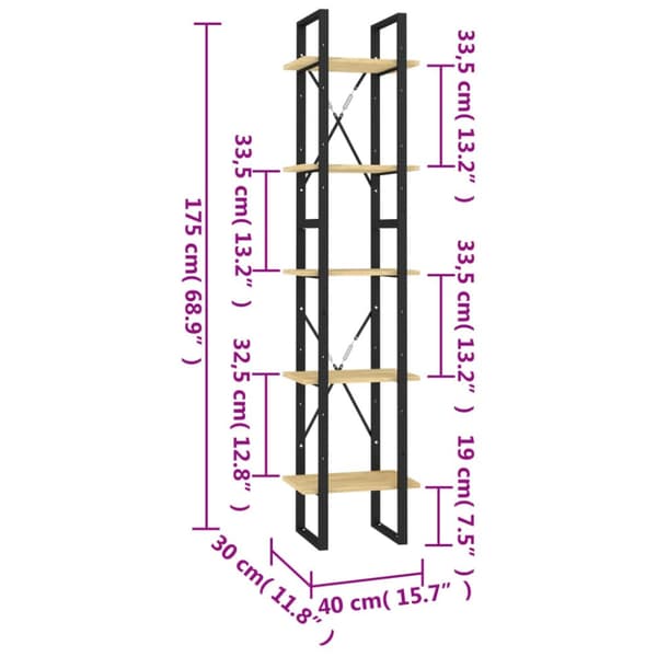 Bogskabe & reoler - Living bogreol 40x30x175 cm 5 hylder massivt fyrretræ