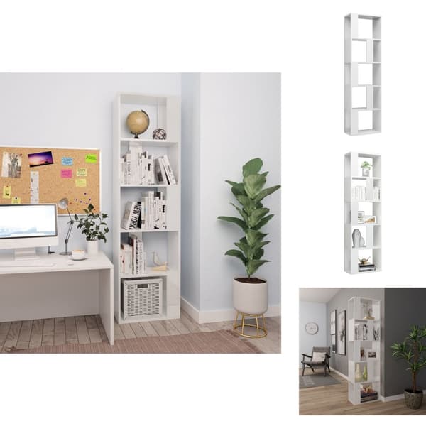 Bogskabe & reoler - Living bogreol/rumdeler 45x24x159 cm konstrueret træ hvid højglans