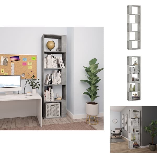 Bogskabe & reoler - Living bogreol/rumdeler 45x24x159 cm konstrueret træ betongrå