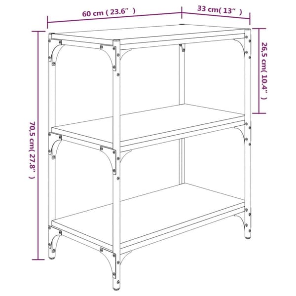 Bogskabe & reoler - Living bogreol 60x33x70,5 cm konstrueret træ og stål røget egetræ