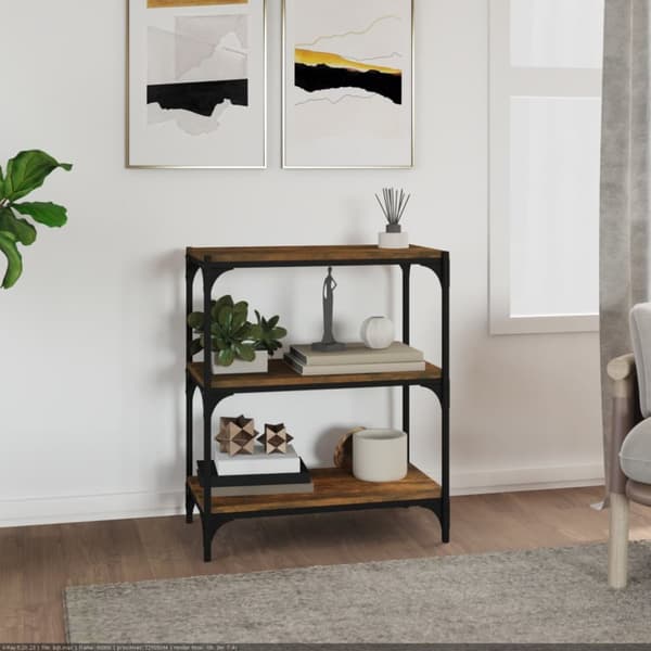Bogskabe & reoler - Living bogreol 60x33x70,5 cm konstrueret træ og stål røget egetræ