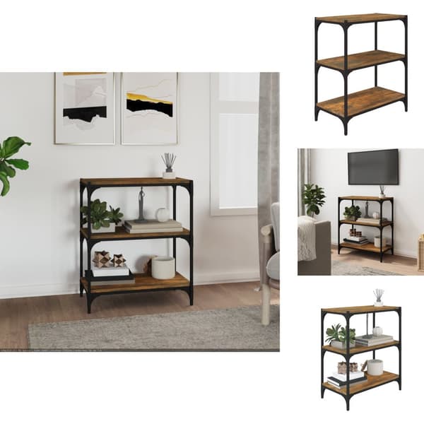 Bogskabe & reoler - Living bogreol 60x33x70,5 cm konstrueret træ og stål røget egetræ