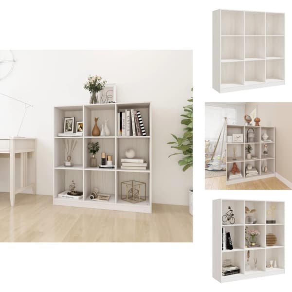 Bogskabe & reoler - Living bogskab/rumdeler 104x33,5x110 cm massivt fyrretræ hvid