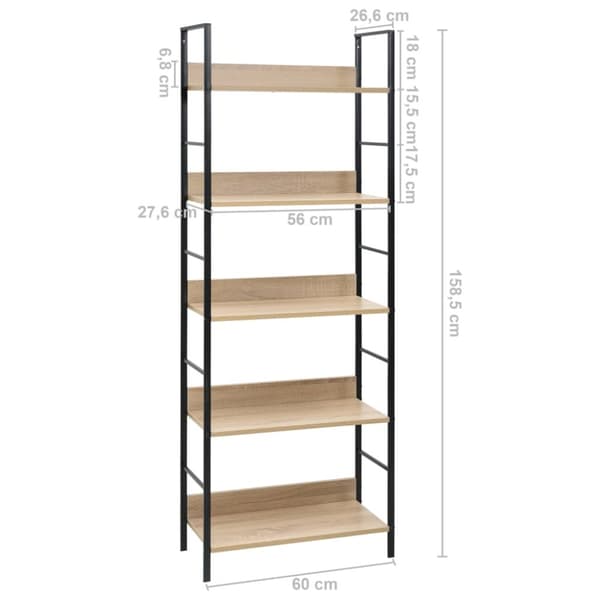 Bogreol 60x27,6x158,5 cm 5 hylder konstrueret træ egetræsfarve - Reol - Reoler - Home & Living