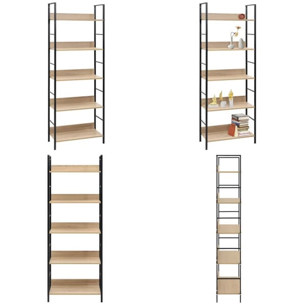 Bogreol 60x27,6x158,5 cm 5 hylder konstrueret træ egetræsfarve - Reol - Reoler - Home & Living