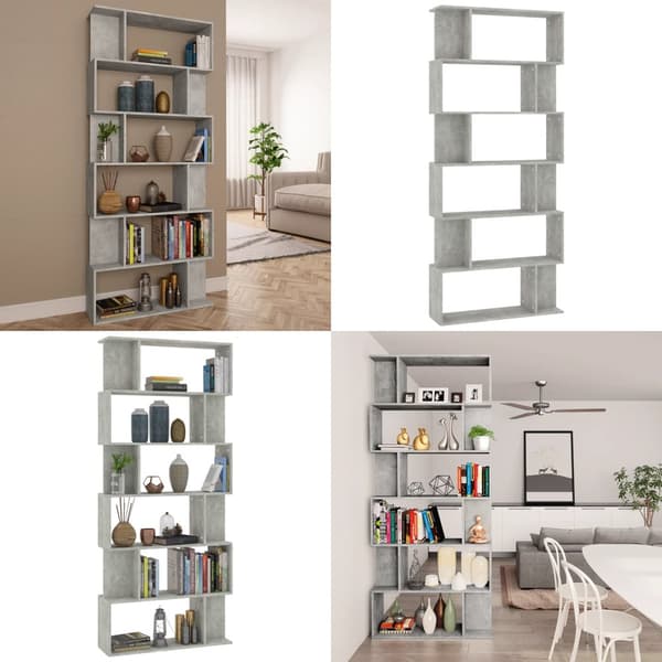 Bogskab/rumdeler 80x24x192 cm spånplade betongrå - Bogskab - Bogskabe - Home & Living