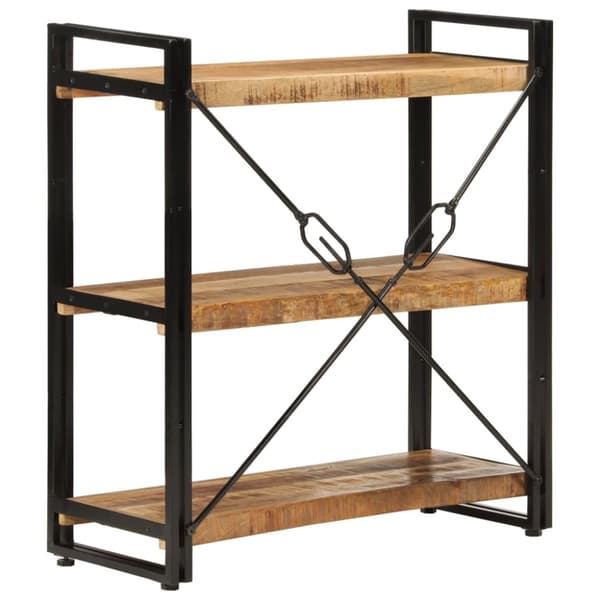 Bokhylla med 3 hyllplan 77x30x80 cm massivt mangoträ och järn - Bokhylla - Bokhyllor - Home & Living