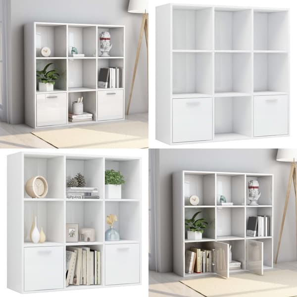 Kirjahylly korkeakiilto valkoinen 98x30x98 cm tekninen puu - Hylly - Hyllyt - Home & Living