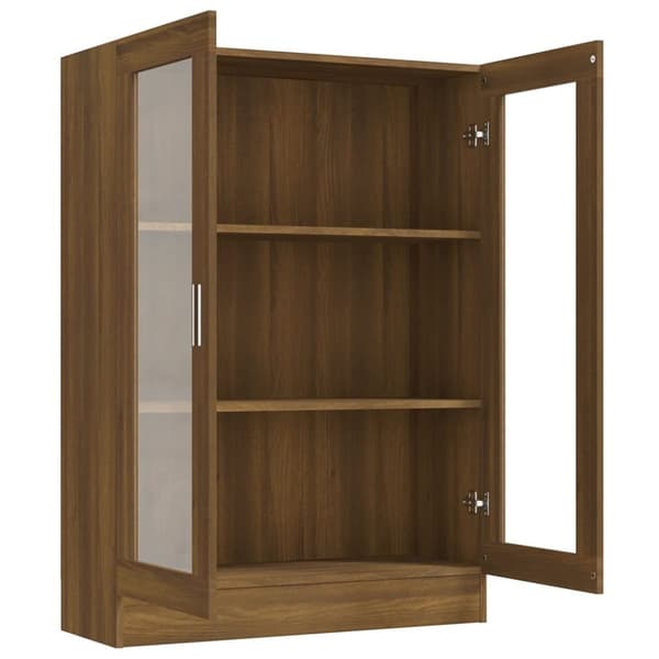 Vitrineskab 82,5x30,5x115 cm konstrueret træ brun egetræsfarve - Vitrineskab - Vitrineskabe - Home & Living