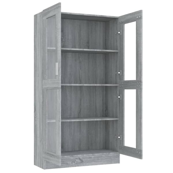 Vitrineskab 82,5x30,5x150 cm konstrueret træ grå sonoma-eg - Vitrineskab - Vitrineskabe - Home & Living