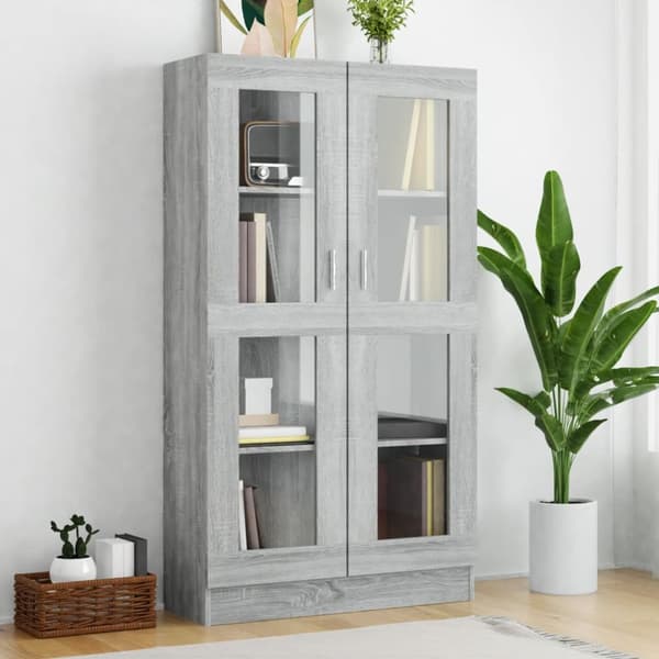 Vitrineskab 82,5x30,5x150 cm konstrueret træ grå sonoma-eg - Vitrineskab - Vitrineskabe - Home & Living