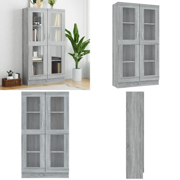 Vitrineskab 82,5x30,5x150 cm konstrueret træ grå sonoma-eg - Vitrineskab - Vitrineskabe - Home & Living