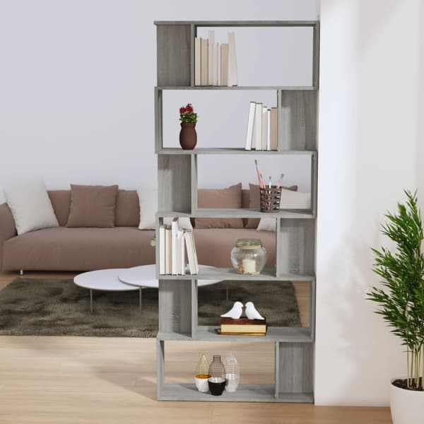 Bogreol/rumdeler 80x24x192 cm konstrueret træ grå sonoma-eg - Bogreol - Bogreoler - Home & Living