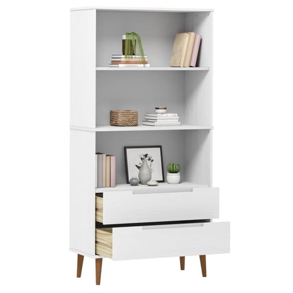 Bogreol MOLDE 85x35x170,5 cm massivt fyrretræ hvid - Bogreol - Bogreoler - Home & Living
