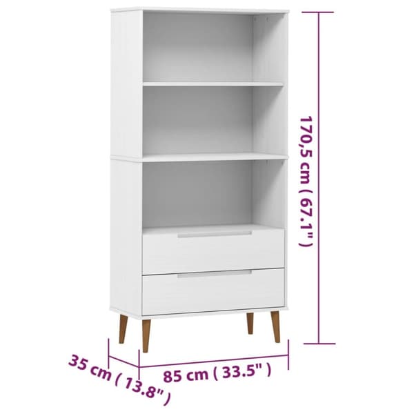 Bogreol MOLDE 85x35x170,5 cm massivt fyrretræ hvid - Bogreol - Bogreoler - Home & Living