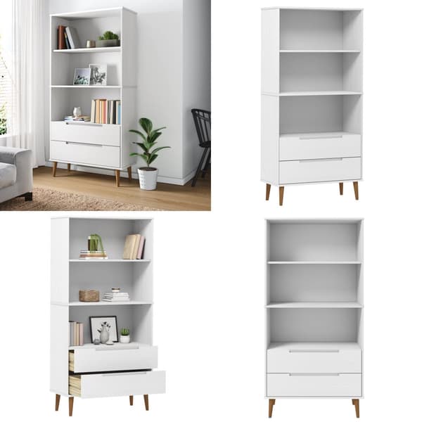 Bogreol MOLDE 85x35x170,5 cm massivt fyrretræ hvid - Bogreol - Bogreoler - Home & Living