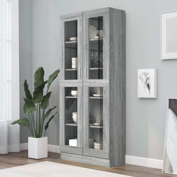 Vitriinikaappi harmaa Sonoma 82,5x30,5x185,5 cm tekninen puu - Vitriinikaappi - Vitriinikaapit - Home & Living