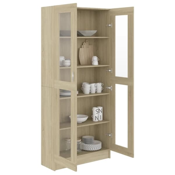 Vitriinikaappi Sonoma-tammi 82,5x30,5x185,5 cm tekninen puu - Vitriinikaappi - Vitriinikaapit - Home & Living