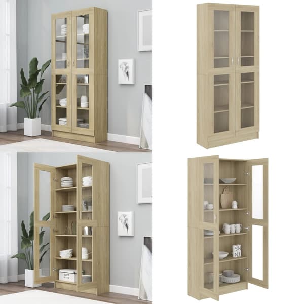 Vitriinikaappi Sonoma-tammi 82,5x30,5x185,5 cm tekninen puu - Vitriinikaappi - Vitriinikaapit - Home & Living