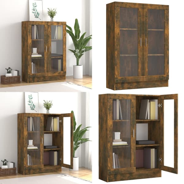 Vitrineskab 82,5x30,5x115 cm konstrueret træ røget egetræ - Vitrineskab - Vitrineskabe - Home & Living