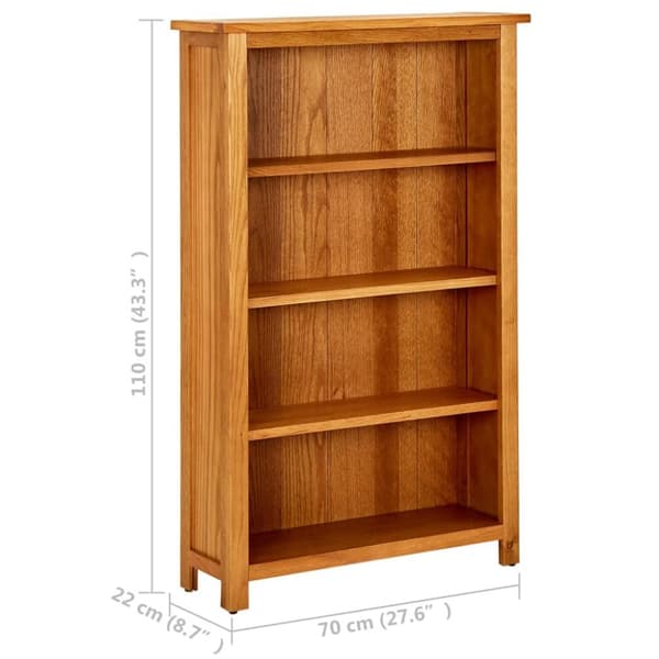 Bokhylla med 4 hyllor 70x22x110 cm massiv ek - Bokhylla - Bokhyllor - Home & Living