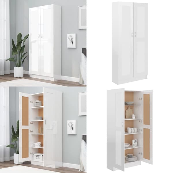 Bogskab 82,5x30,5x185,5 cm spånplade hvid højglans - Bogskab - Bogskabe - Home & Living