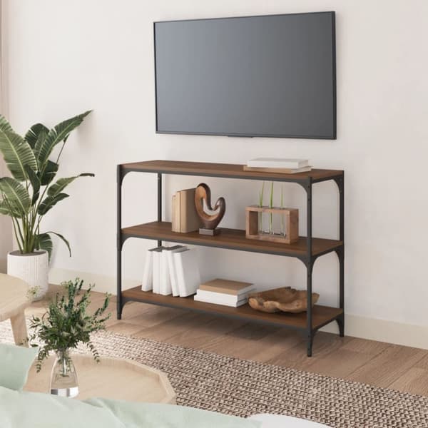 Bogreol 100x33x70,5 cm konstrueret træ og stål brunt egetræ - Bogskab - Bogskabe - Home & Living