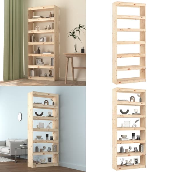 Bogreol/rumdeler 80x30x199,5 cm massivt fyrretræ - Bogreol - Bogreoler - Home & Living