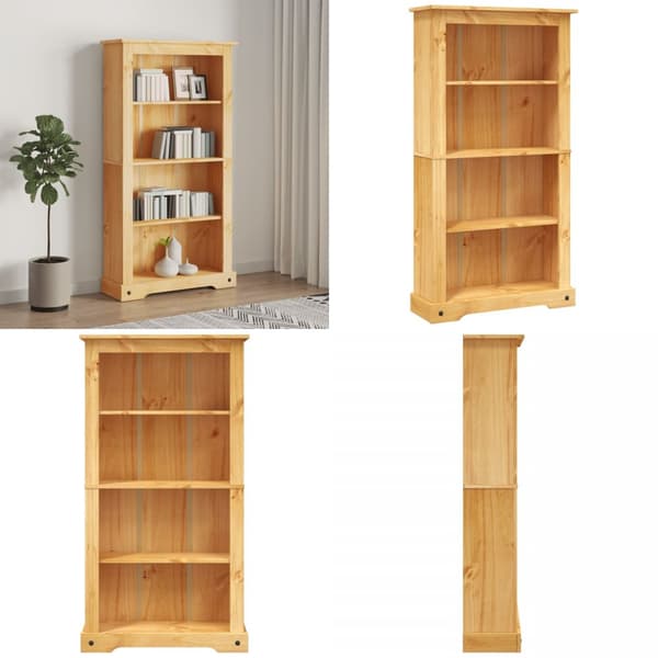Reol fire hylder Corona-serien mexicansk fyrretræ 81x29x150 cm - Bogreol - Bogreoler - Home & Living