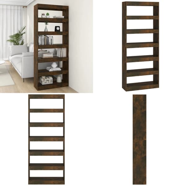 Bogreol/rumdeler 80x30x198 cm konstrueret træ røget egetræ - Bogreol - Bogreoler - Home & Living