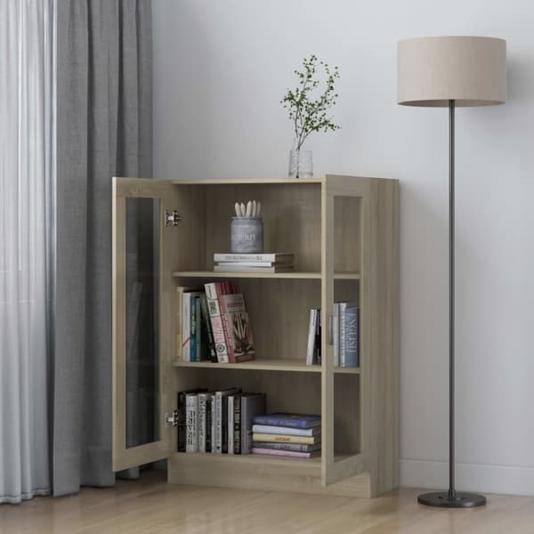 Vitrineskab 82,5x30,5x115 cm spånplade sonoma-eg - Vitrineskab - Vitrineskabe - Home & Living