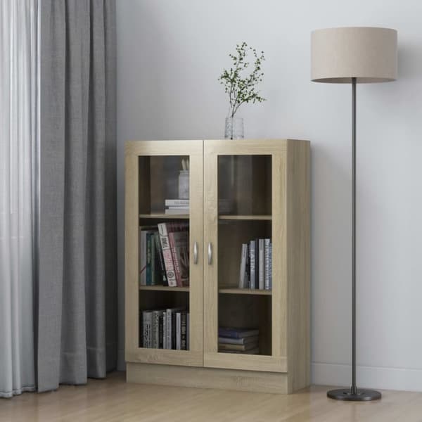 Vitrineskab 82,5x30,5x115 cm spånplade sonoma-eg - Vitrineskab - Vitrineskabe - Home & Living
