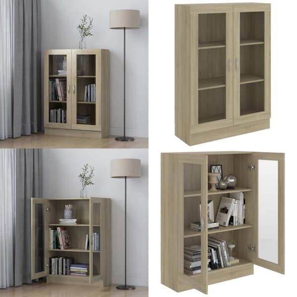 Vitrinskåp sonoma-ek 82,5x30,5x115 cm spånskiva - Bokhylla - Bokhyllor - Home & Living