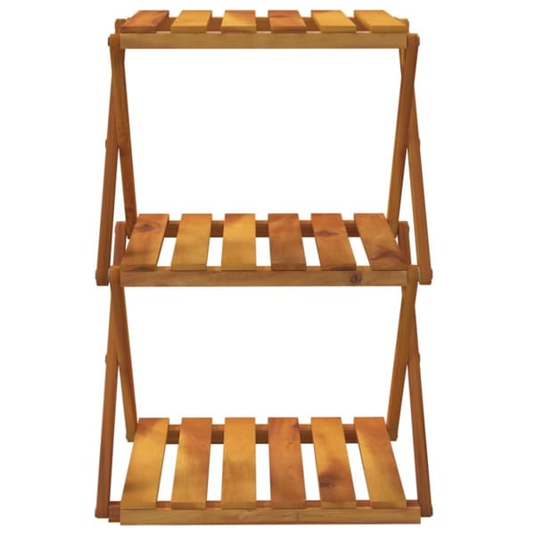 Foldbar reol med 3 hylder 43x31x63 cm massivt akacietræ brun - Foldbar Reol - Foldbare Reoler - Home & Living
