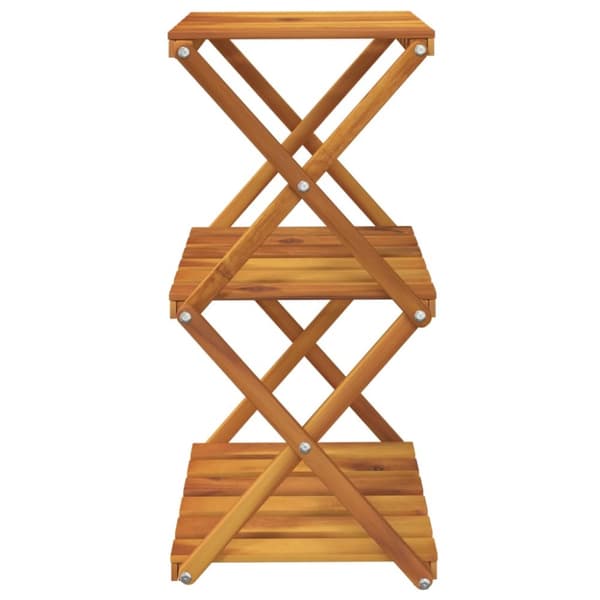 Foldbar reol med 3 hylder 43x31x63 cm massivt akacietræ brun - Foldbar Reol - Foldbare Reoler - Home & Living