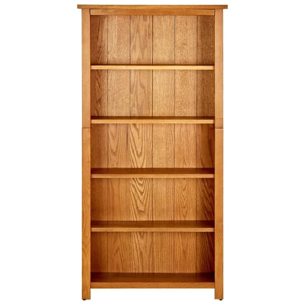 Bogreol med 5 hylder 70x22x140 cm massivt egetræ - Reol - Reoler - Home & Living