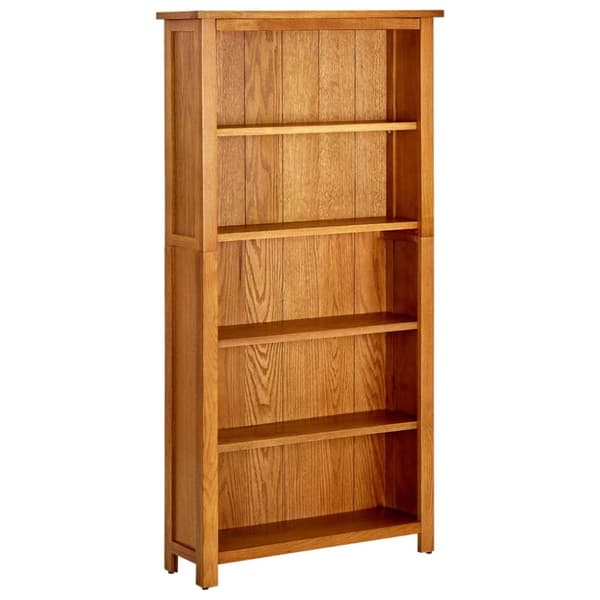Bogreol med 5 hylder 70x22x140 cm massivt egetræ - Reol - Reoler - Home & Living