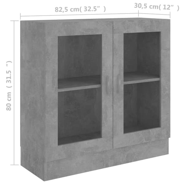 Vitrineskab 82,5x30,5x80 cm konstrueret træ betongrå - Vitrineskab - Vitrineskabe - Home & Living