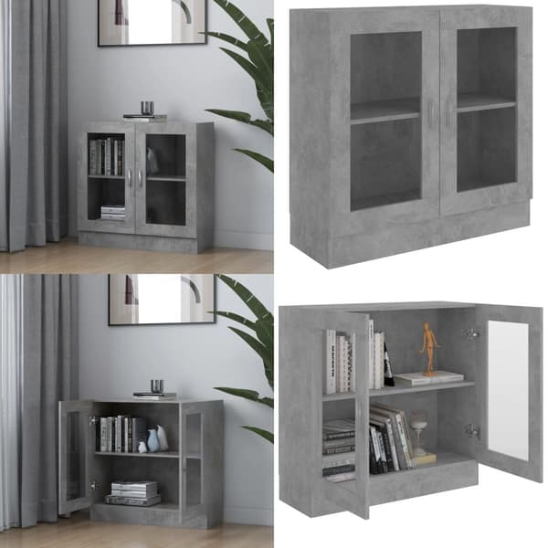 Vitrineskab 82,5x30,5x80 cm konstrueret træ betongrå - Vitrineskab - Vitrineskabe - Home & Living