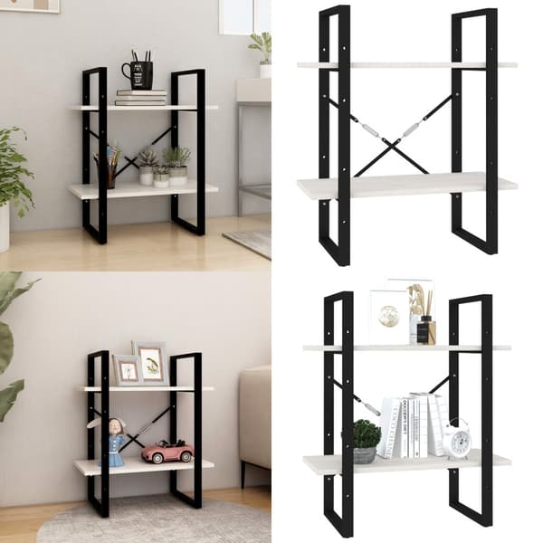 Bogreol med 2 hylder 60x30x70 cm massivt fyrretræ hvid - Bogreol - Bogreoler - Home & Living