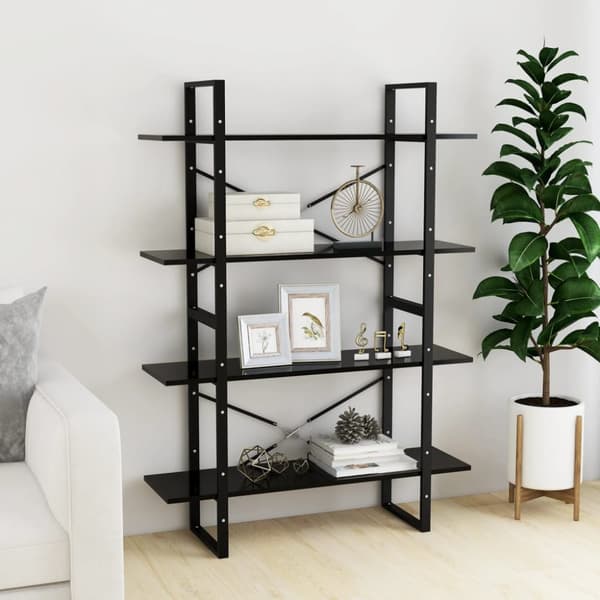 Bogreol med 4 hylder 100x30x140 cm spånplade sort - Bogreol - Bogreoler - Home & Living