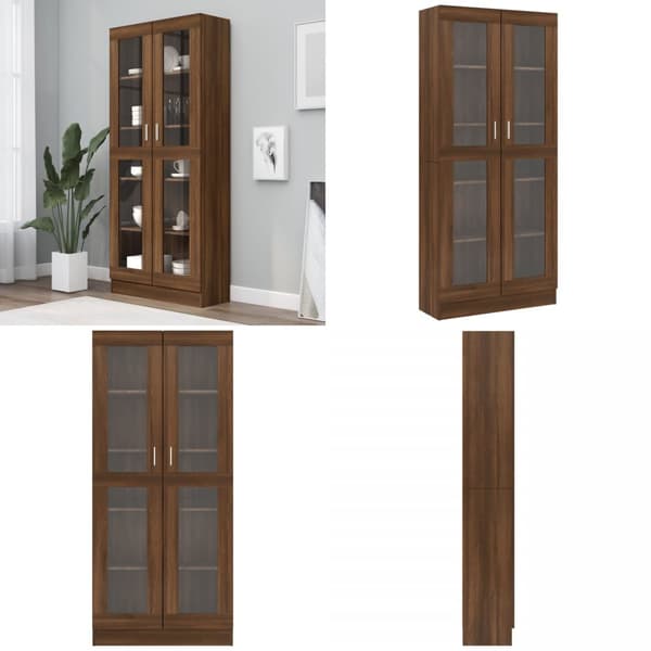 Vitrineskab 82,5x30,5x185,5cm konstrueret træ brun egetræsfarve - Vitrineskab - Vitrineskabe - Home & Living