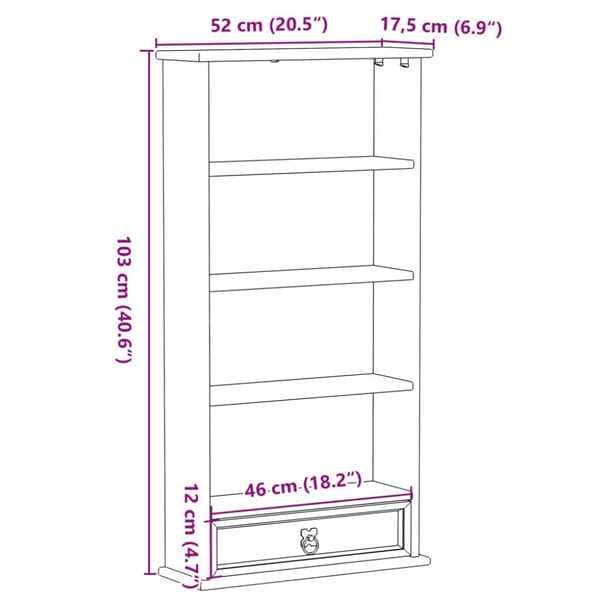 vidaXL CD-kaappi Corona 52x17,5x103 cm täysi mänty