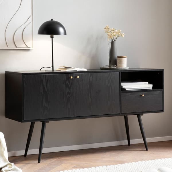 Rootz skænk 140cm - Kommode - Opbevaringsskab - Tidløs Eg-dekor - Rummelig opbevaring - Anti-skrid beskyttelse - 140cm x 75cm x 40cm