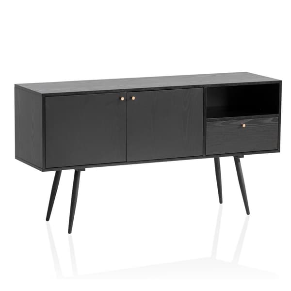 Rootz skænk 140cm - Kommode - Opbevaringsskab - Tidløs Eg-dekor - Rummelig opbevaring - Anti-skrid beskyttelse - 140cm x 75cm x 40cm