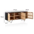 Miniatyrbillede 4 af 7: Rootz Skænk i massivt træ i rattan - Kommode - Opbevaringsskab - Håndlavet - Rummelig opbevaring - Moderne design - 175 cm x 75 cm x 45 cm