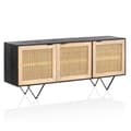 Miniatyrbillede 1 af 7: Rootz Skænk i massivt træ i rattan - Kommode - Opbevaringsskab - Håndlavet - Rummelig opbevaring - Moderne design - 175 cm x 75 cm x 45 cm