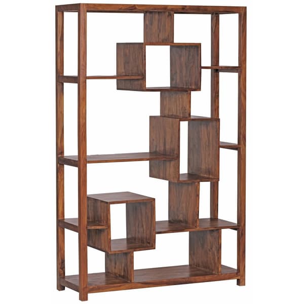 Rootz Bogreol Solid Sheesham Wood - Stor reol - Rumdeler - Håndlavet unikt design - Rigelig opbevaringsplads - 180 cm x 115 cm x 40 cm